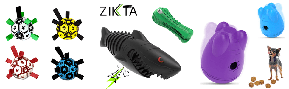 ZIKKTA Dog Toys, Squeaky Dog Chews. Natural Rubber Toothbrush. Pet Dental Care & Plaque Removal for Small to Large Dogs 17 Dog Toys, Football - Small Large puppy playing with Gift football grab tabs. Outdoor toy for boredom