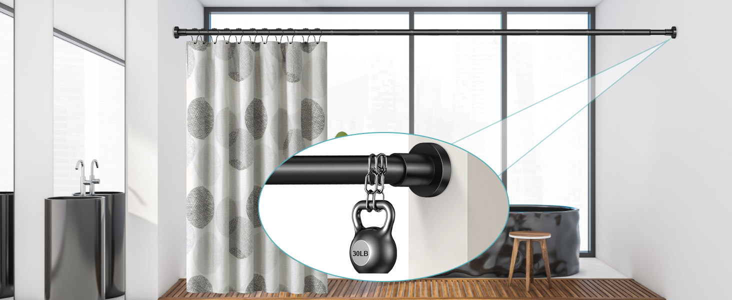black shower curtain rod