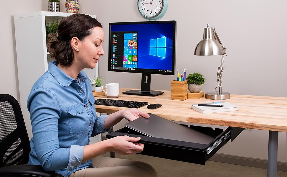 Penn Under Desk Laptop Drawer, Lockable, for 450mm/17 Inch