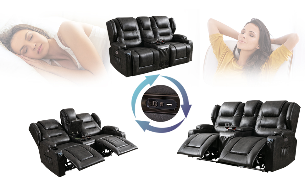 SAMERY Electric Power Recline Chair Loveseat RV Sofa with