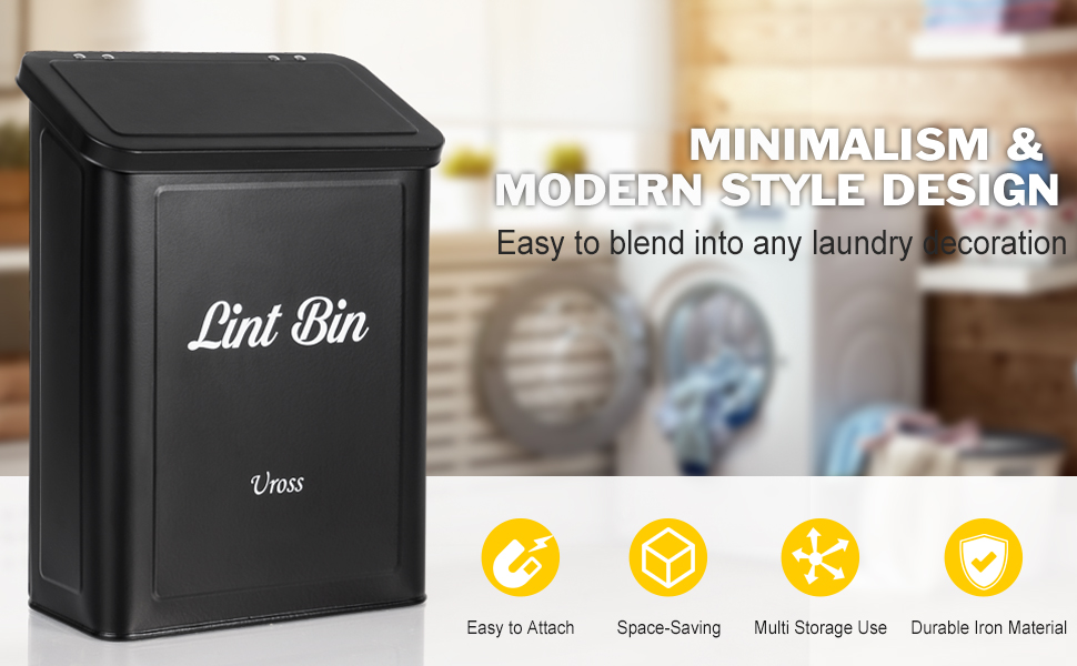 Uross Lint Bin for Laundry Room with Lint Brush