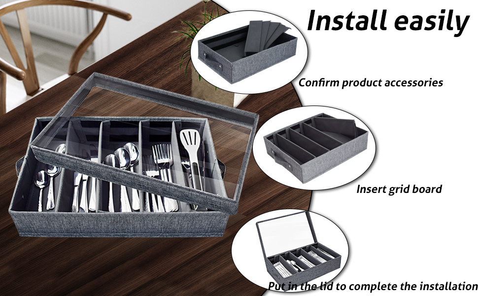 VERONLY 2 Pack Flatware Utensil Storage Sturdy Silverware Storage Box