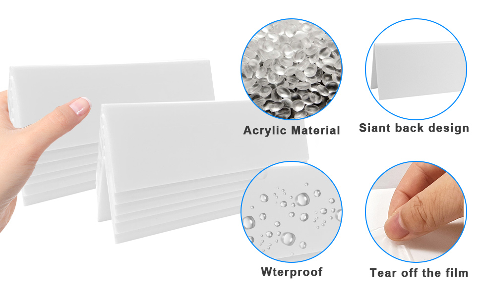 12 Sets Reusable Dry Erase Name Tent Cards with Colorful