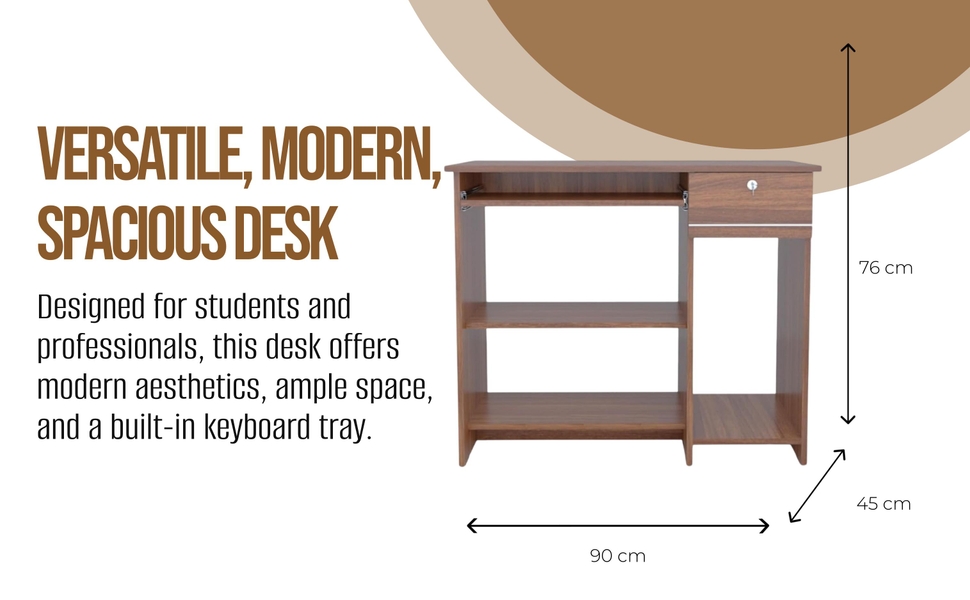 Bingo Engineered Wood Study Table | Multi-Purpose Study Table | Computer Table for Students | Office Table with 1 Drawers | Desk for Work from Home | 1 Year Warranty - Leon Teak 33 4