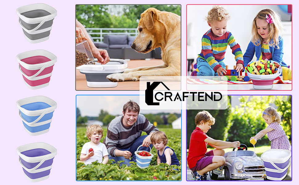 2 Pack Collapsible Buckets 5L 1.3Gallon Small Cleaning