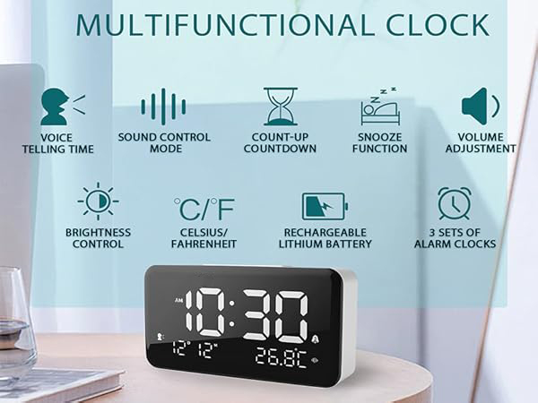 Amazon.com: Digital Chime Alarm Clock with LED Timer