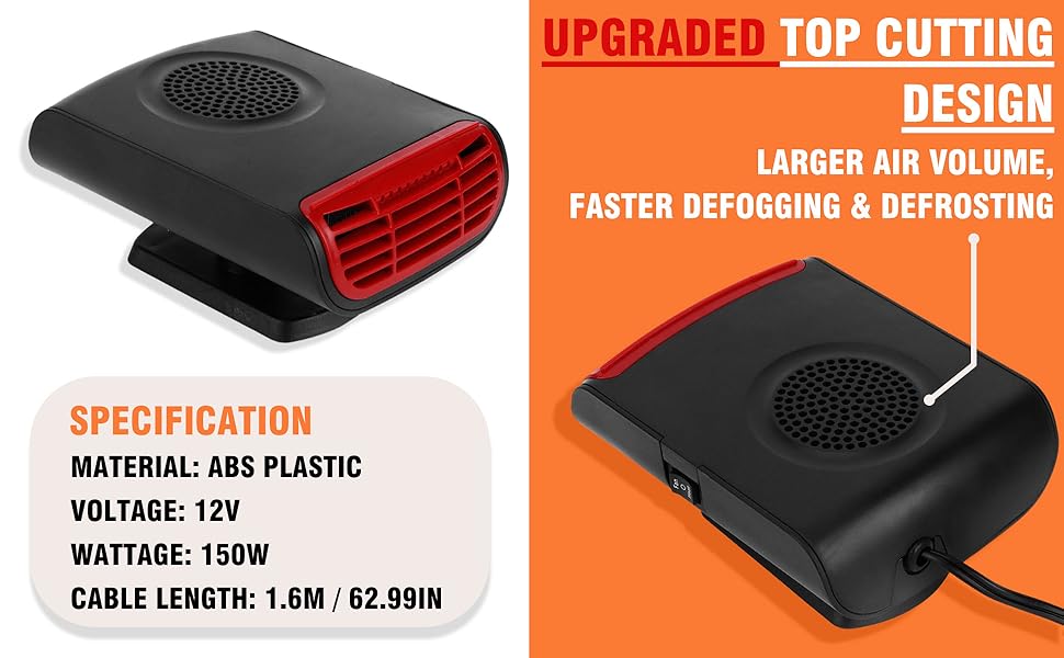 Car Heater Portable Car Heater, 150W 12V Car Heater That