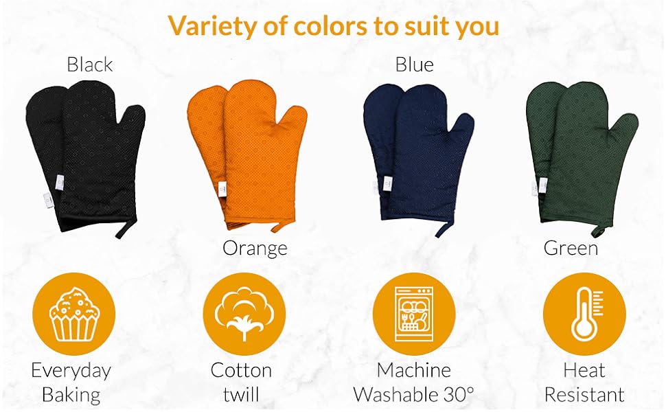 LAFFAIR Green Oven Mitts Premium NonSlip Green Oven Gloves Heat