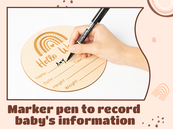 Wooden Baby Birth Announcement Sign with Marker Pen