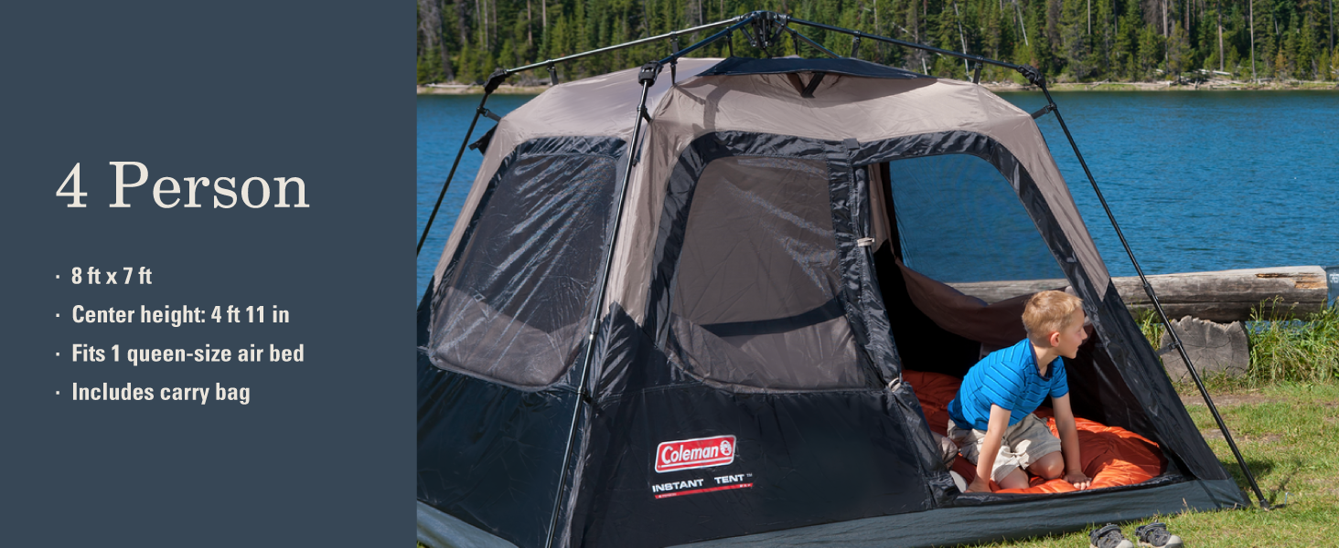 four person tent capacity coleman instant easy quick kid lake height air bed carry bag outside best