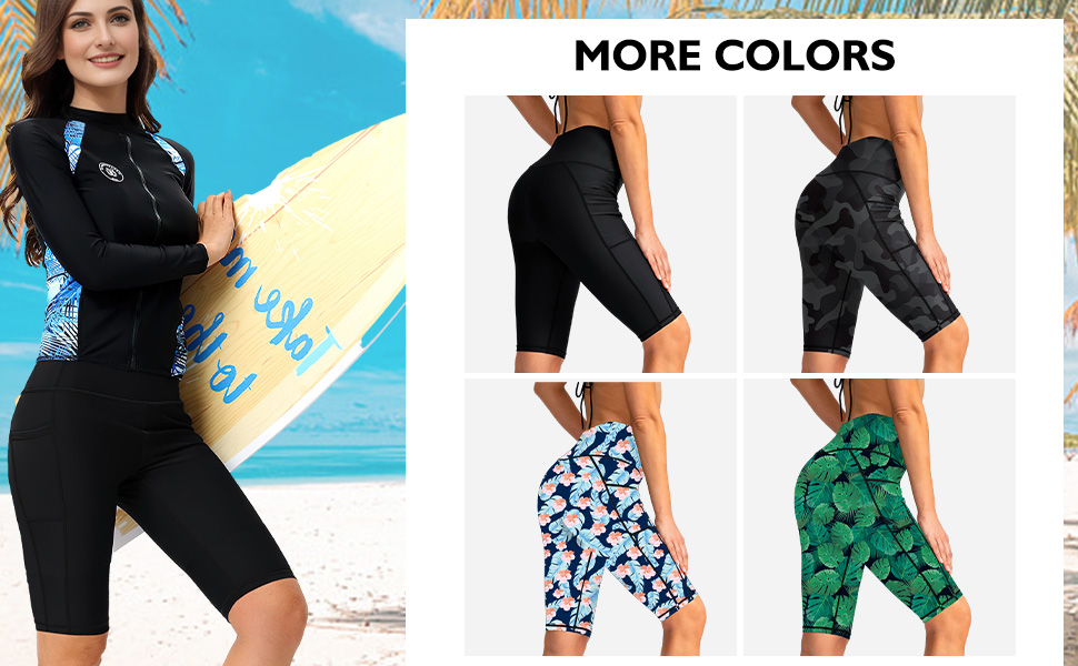 Buauty HighWaisted Womens Swim Shorts with Liner UPF50