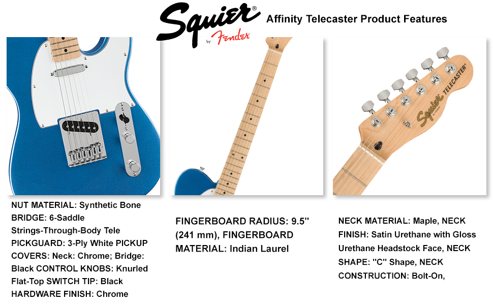 Amazon.com: Fender Affinity Series Telecaster, Maple - Lake