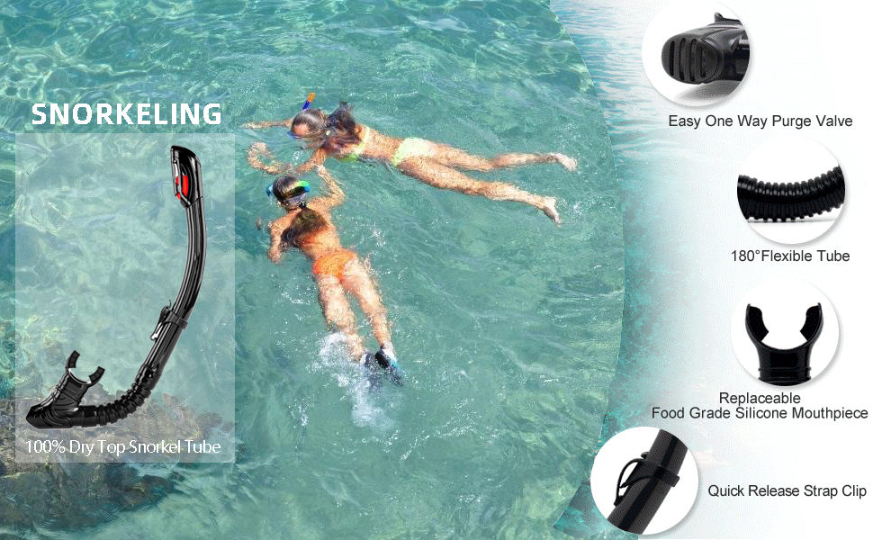 Nearsighted Snorkel Gear, Dry Snorkel Set for Adult Youth