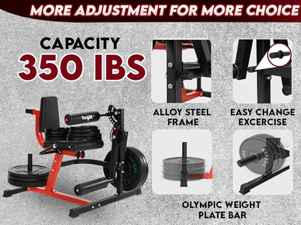 Yes4All Leg Extension and Curl Machine, Adjustable Leg Machine with Plate Loaded