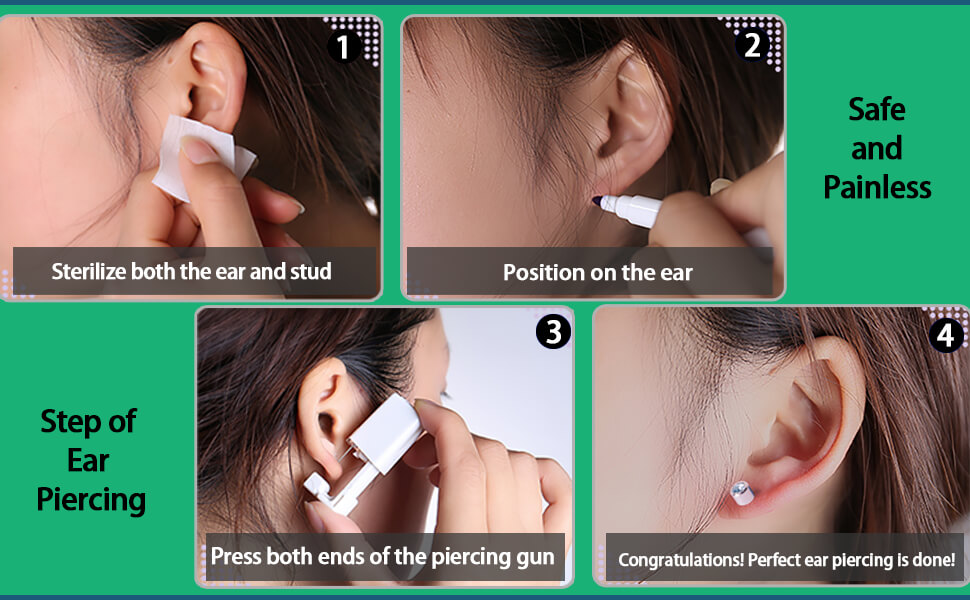 24 Pcs Ear Piercing Gun Kit Disposable Ear Piercing Gun with 4Pcs Silver and 4Pcs