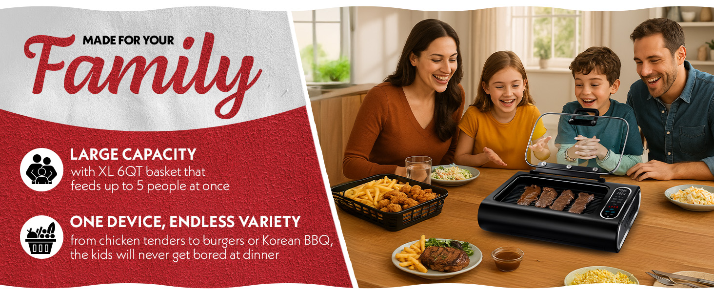 Feed the whole family Large cooking surface