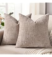 decorUhome Slubby Chenille Throw Pillow Covers 18x18 Set of 2 Solid Thick Textured Decorative Cou...