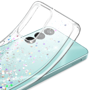 ivencase Clear Glitter Case Compatible with Samsung Galaxy A16 Case with 2 Screen Protector, TPU Silicone Sparkly Bling Star Soft Cover Flexible Transparent Shockproof Cover Samsung A16 5G 23 5
