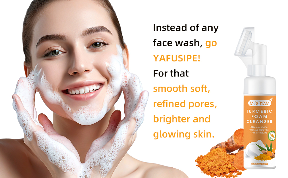 turmeric wash with brush dark spots turmeric cleanser foam turmeric foaming face wash brush