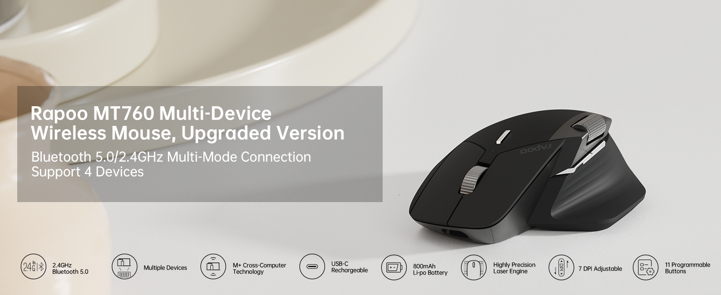 Rapoo MT760 Multi-device Wireless Mouse price in Bangladesh | MC Solution BD