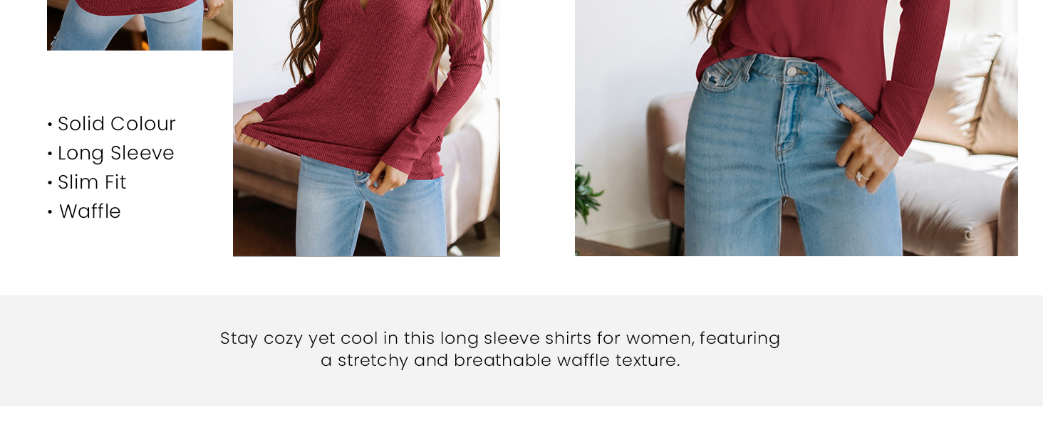 waffle knit tops for women, womens long sleeve tops, womens fall tops