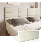 Art3d Peel and Stick Headboard for King, Full and Queen in Velvet Pearl, Pack of 12 Panels Sized ...