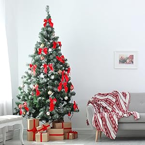 Prextex Premium 6 ft Artificial Christmas Tree - Flocked Christmas Tree 6ft Frosted Christmas Tree