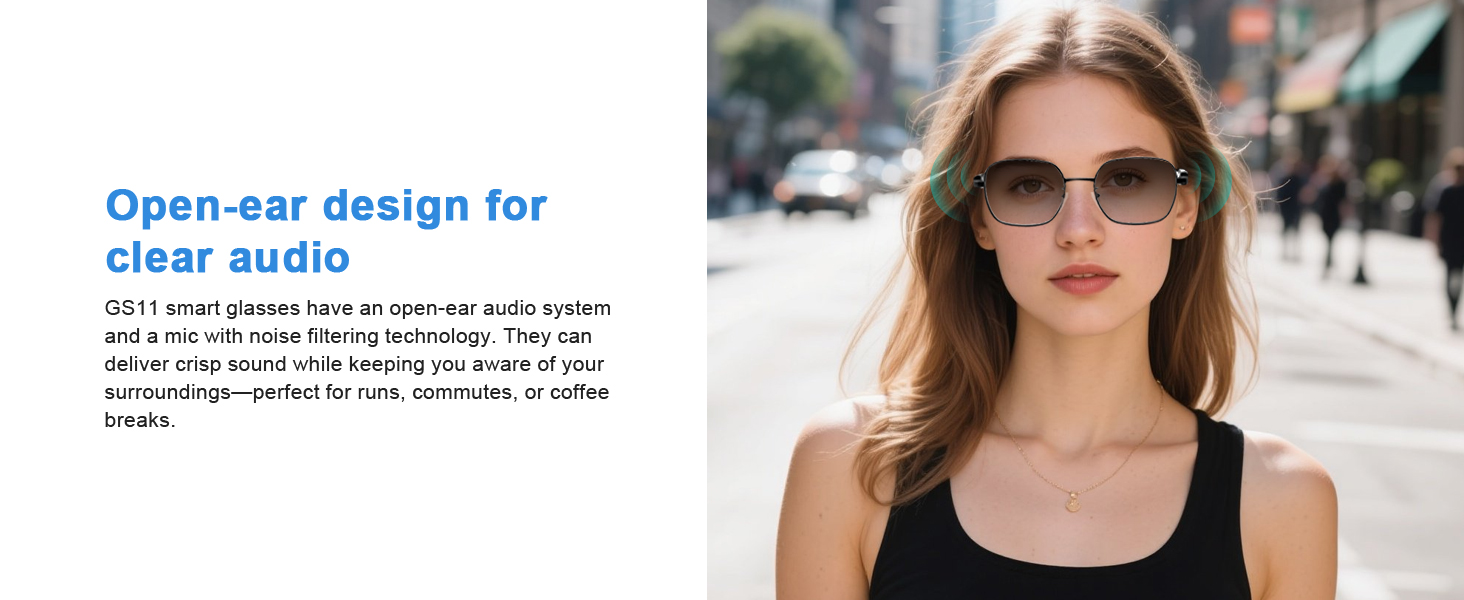 Smart glasses for women & men, smart eyeglasses with open-ear design