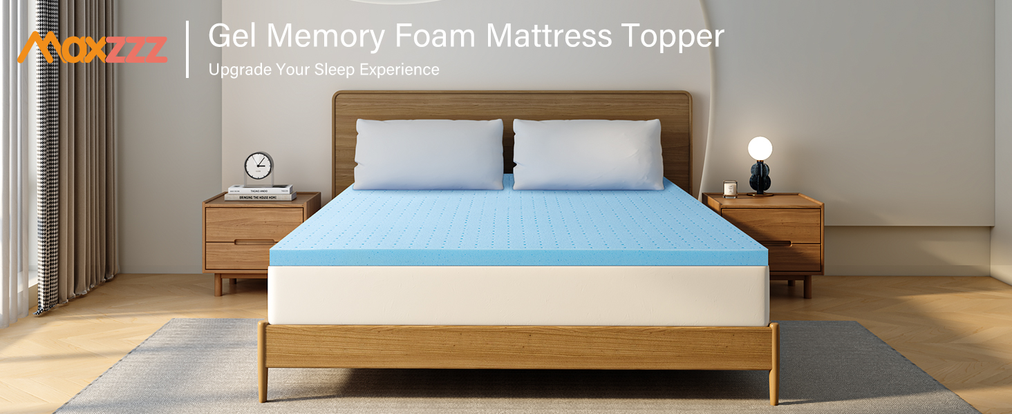 Maxzzz 2 Inch Mattress Topper Full, Cooling Gel Memory Foam Mattress