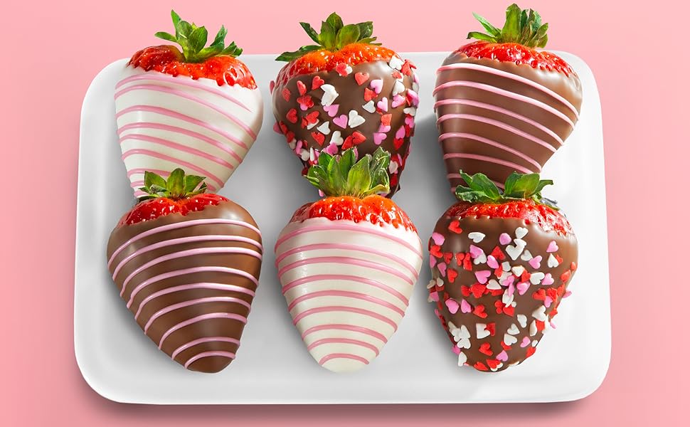 Love Berries Dipped Strawberries 6 Count Dark and White Chocolate