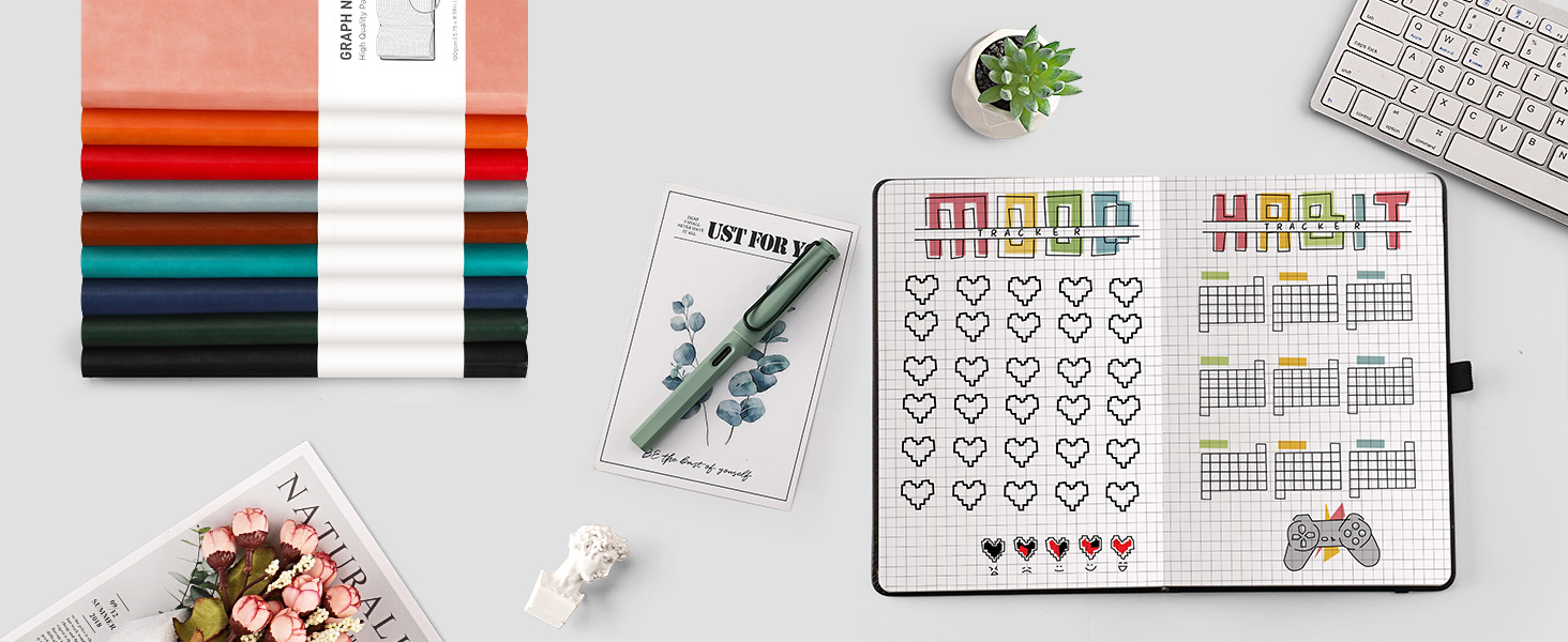 RETTACY Graph Paper Notebook A5 2 Pack 384 Pages Squared Notebook