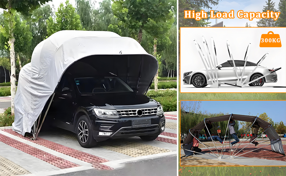Stainless Steel Grey Carport, Foldable Retractable Car Awning