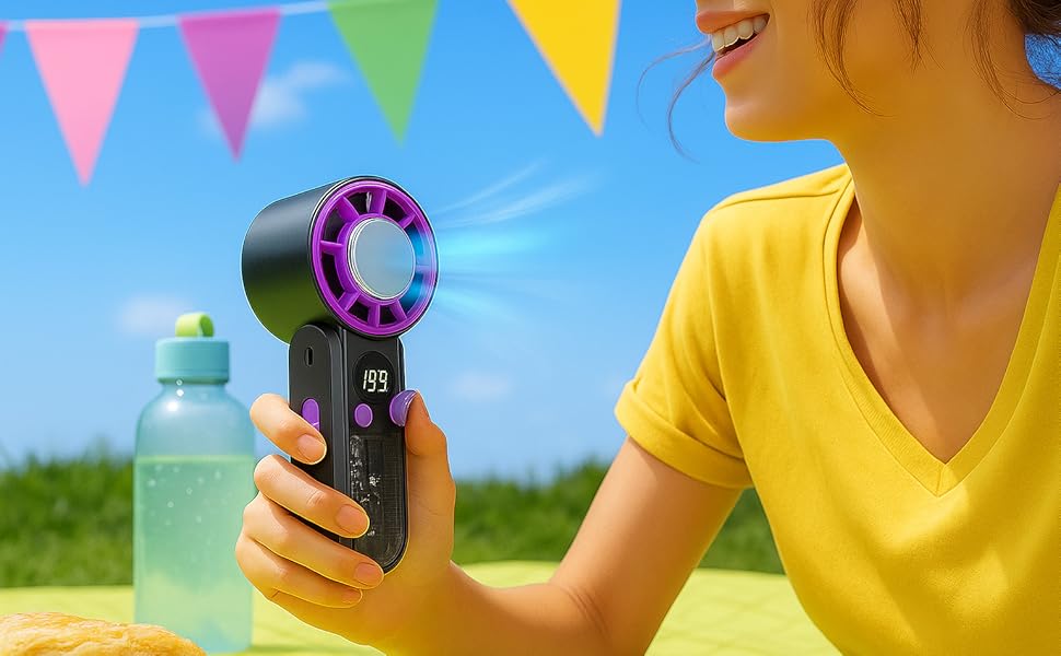 Mini portable fan Handheld USB fan Digital display fan Foldable pocket fan