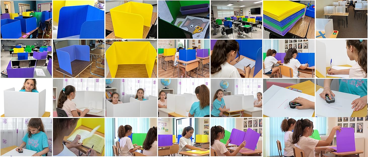 20 Pack Assorted Colors Plastic Classroom Privacy Shields