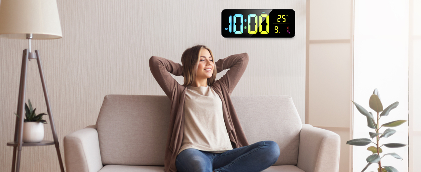 Richbird Digital Wall Clock, 15inch Large Digital Clock, Adjustable