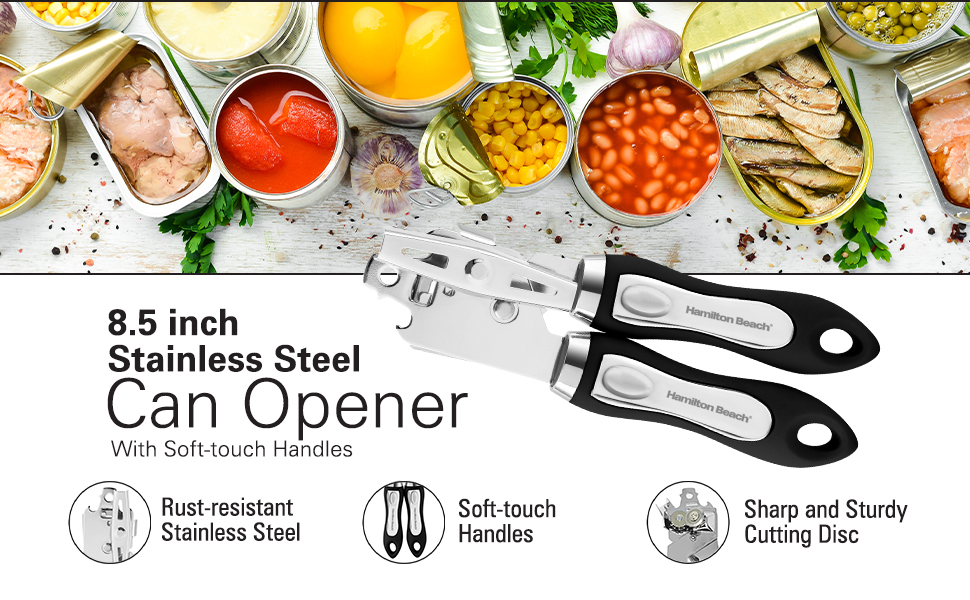 Hamilton Beach Can Opener 8.5in Soft Touch PP Handle