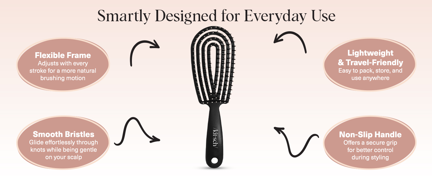 Flexible Hair Brush for Women and Men Adults & Kids Ulta-Smooth Bristles for Wet or Dry Strands