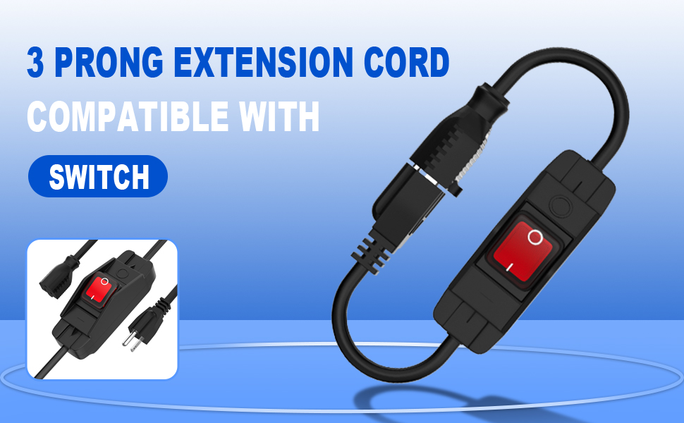 3 Prong Extension Cord with Waterproof Switch, HITRENDS Heavy Duty