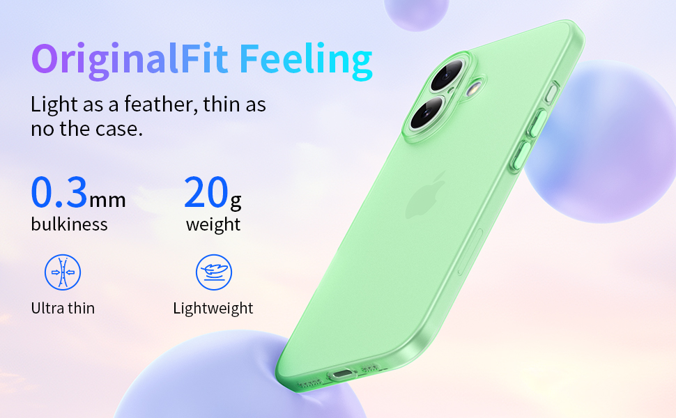 Ultra Slim (0.3mm) Case for iPhone 16 6.1inch, Never