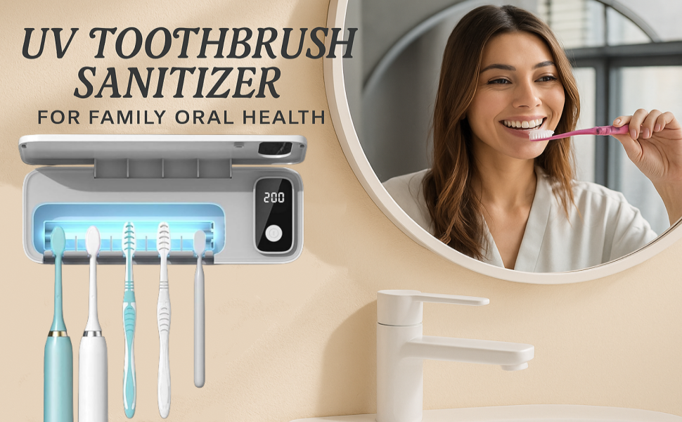 UV Toothbrush Sanitizer Holder, 5 Slots Wall Mounted Tooth