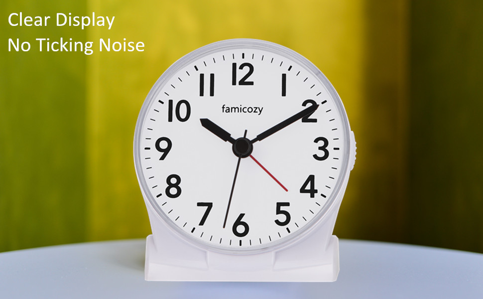 FAMICOZY 3" Small Silent Analog Alarm Clock,Easy to Read