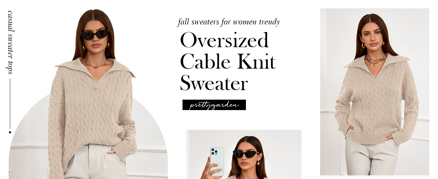 PRETTYGARDEN women's fall sweaters loose knit sweater fashion sweaters for women