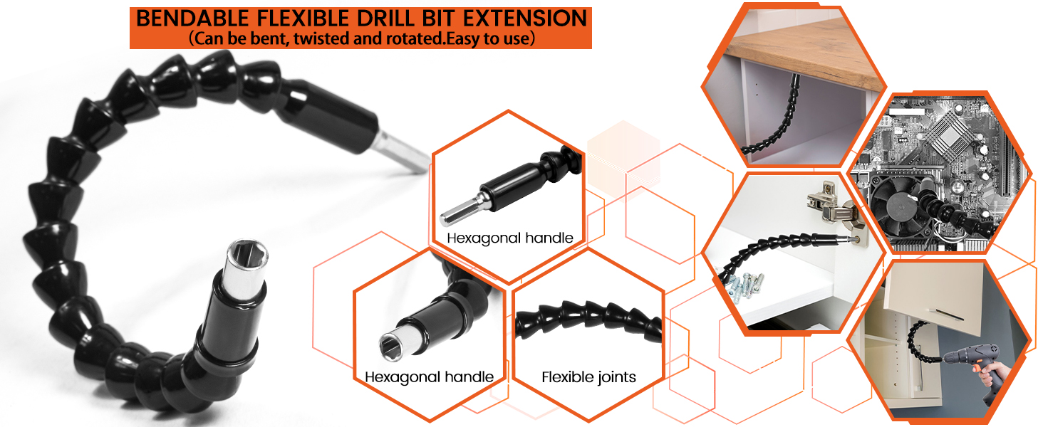 2 Pack Bendable Flexible Drill Bit Extension