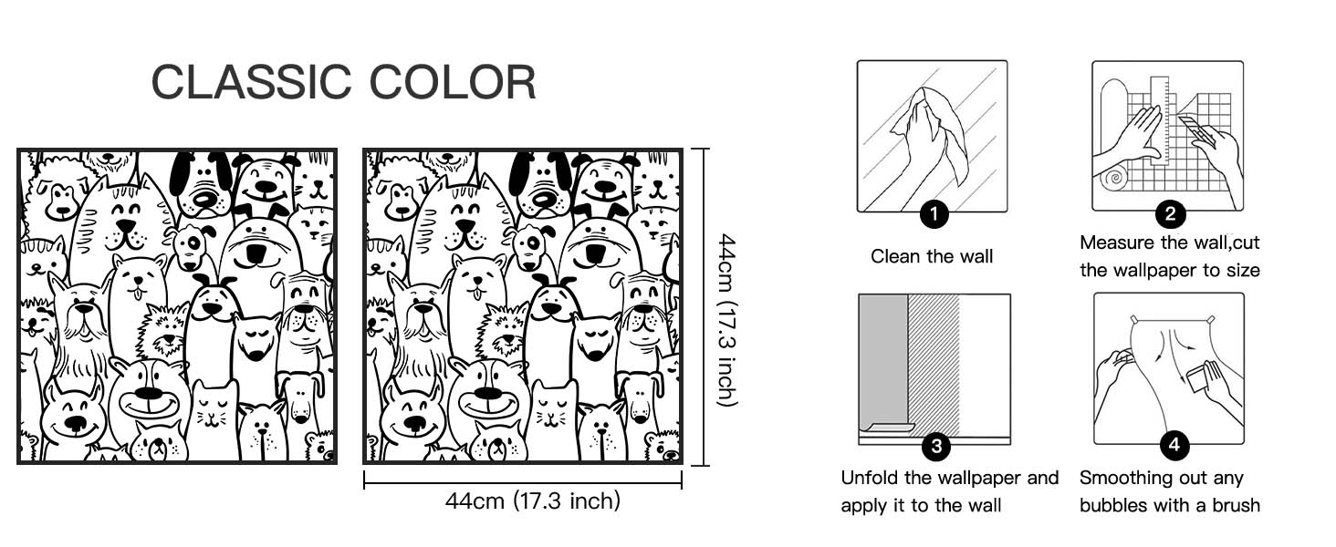 dog peel and stick wallpaper black and white contact paper peel and stick cat wallpaper