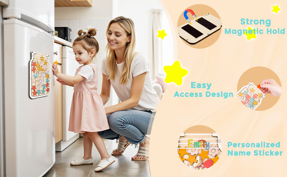 Magnetic Star Reward Jar for Kids, Personalized Reward System for Behavior Management