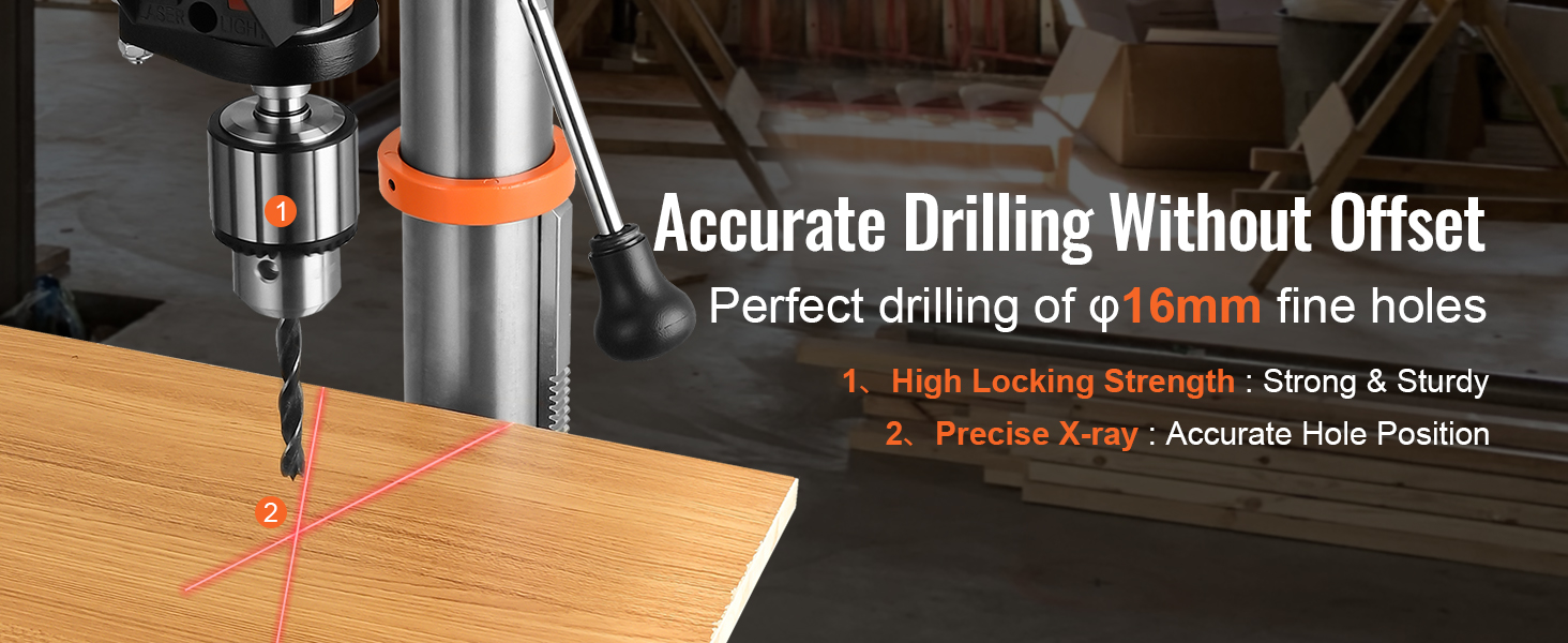 VEVOR 12 in Benchtop Drill Press, 5 Amp 120V, Variable Speed Cast Iron