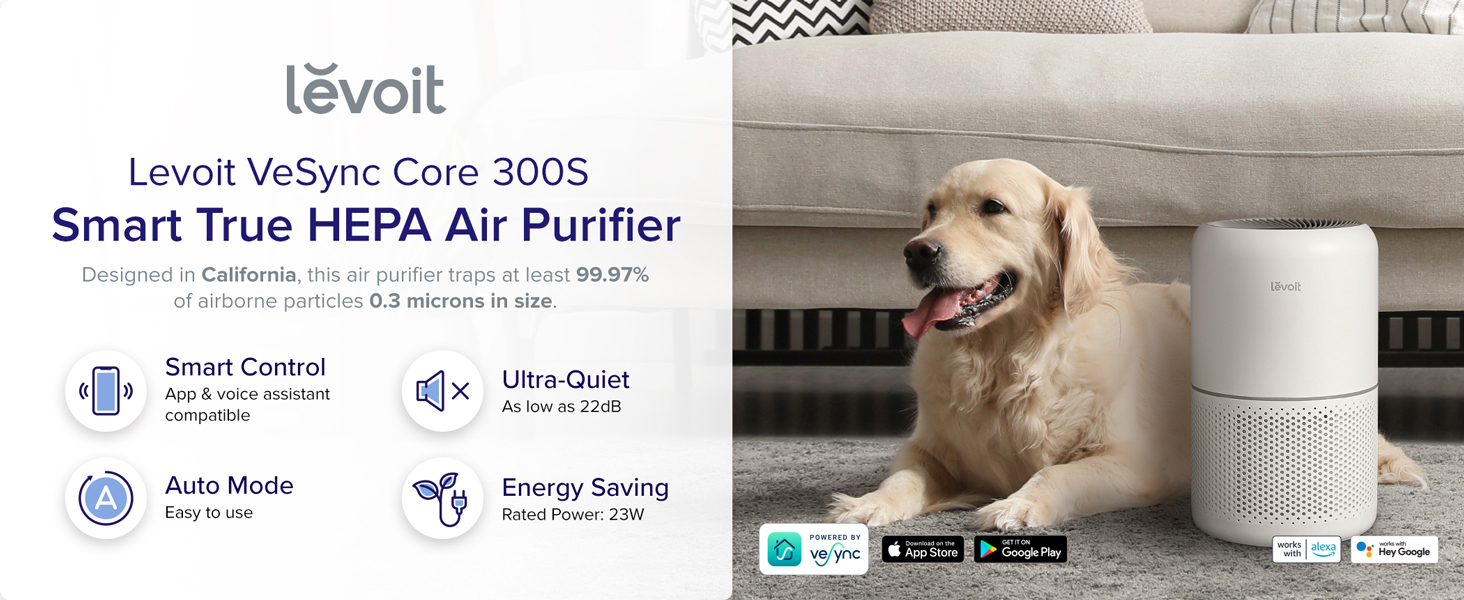 LEVOIT Air Purifier for Home, Smart WiFi and Alexa Control, H13 True HEPA Filter for Allergies