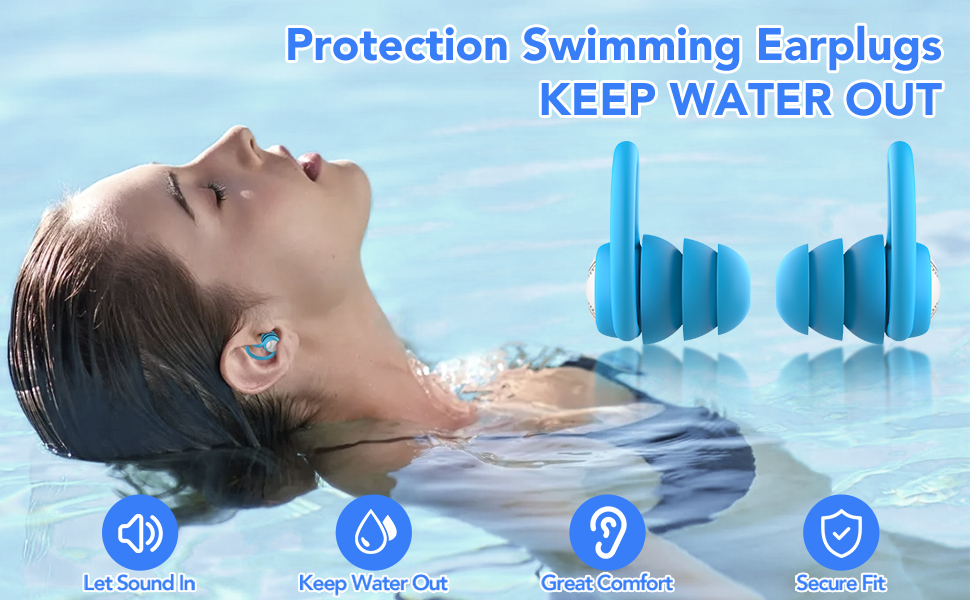 Swimming Ear Plugs Waterproof Earplugs 3 Pairs Silicone