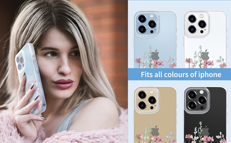 Gronda Clear Phone Case for iPhone 13 Pro Max with Pink