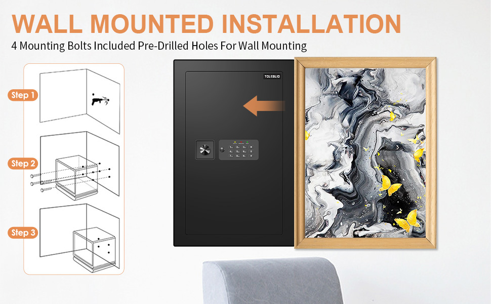 Electronic Flat Wall Safes Between the Studs Fireproof with Digital